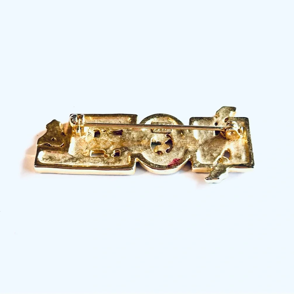 Vintage AAI Festive Noel Brooch with Green Accents